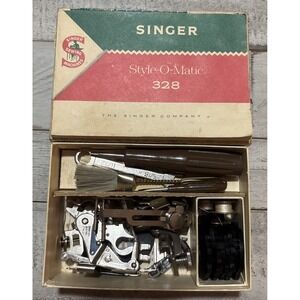 Singer Style-O-Matic 328K Sewing Machine  Vintage‎ Manual & Attachments ~ 28 Lot